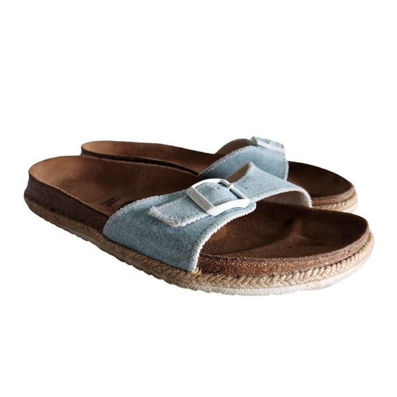 Birkenstock Shoes - Birkenstock Papadillo Shoes Women's 10 Men's 8 Narrow Blue Madrid Slides Nubuck